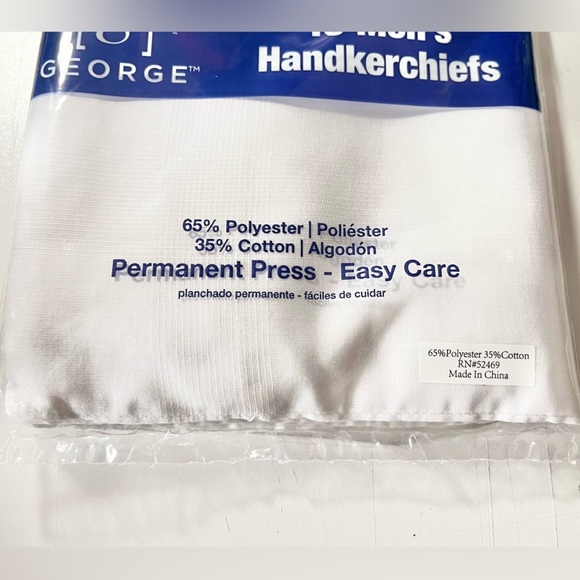 NIB -George[g] 13 Men’s Handkerchiefs arctic white - Picture 3 of 3